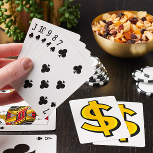 Jeu De Cartes Signe Dollar Or Gras Symbole Monétaire Jaune