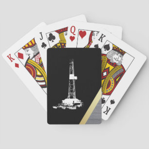 Jeu De Cartes Silhouette blanche de plate-forme de forage sur le