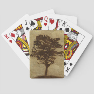 Jeu De Cartes Silhouette d'arbre sur Arrière - plan de bronze