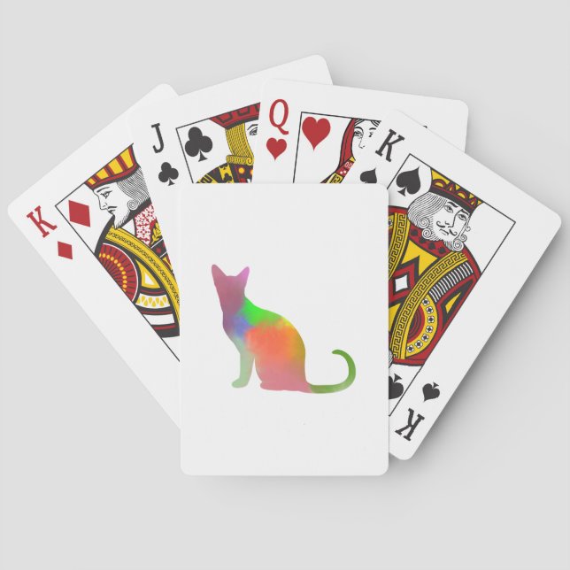 Jeu De Cartes Silhouette de Cat d'aquarelle (dos)