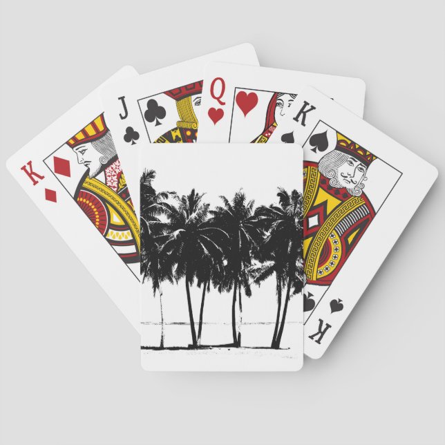 Jeu De Cartes Silhouette de palmiers blancs noirs (dos)