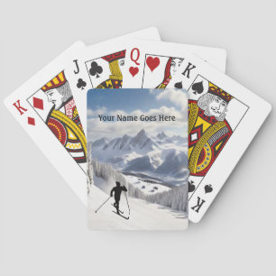 Jeu De Cartes Silhouette de skieur sur une montagne enneigée