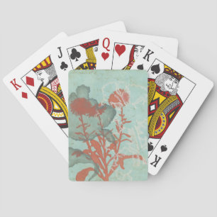 Jeu De Cartes Silhouette des fleurs rouges sur l'arrière - plan