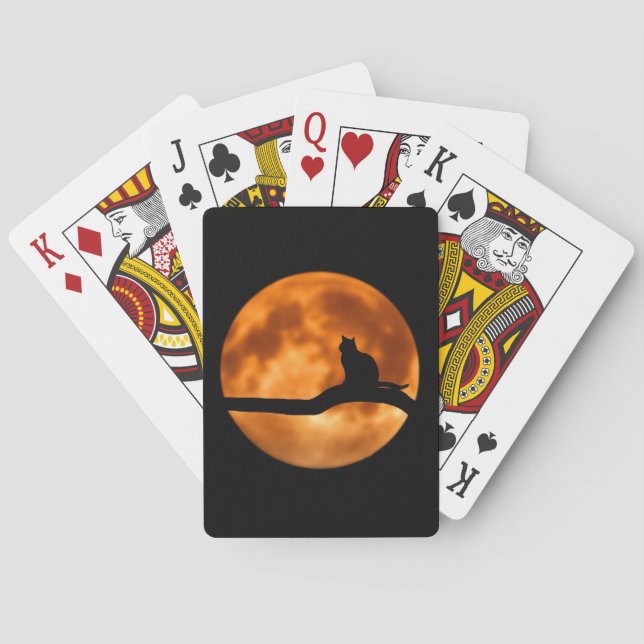 Jeu De Cartes Silhouette d'un chat noir dans un arbre (dos)