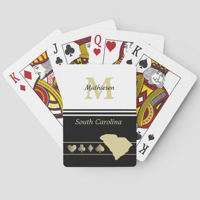 Jeu De Cartes Silhouette en or Monogramme Caroline du Sud (dos)