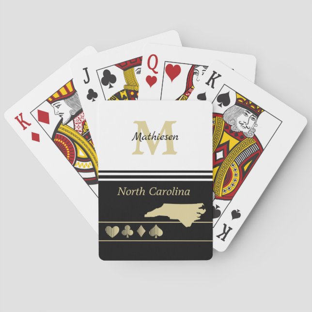 Jeu De Cartes Silhouette Monogram Gold Caroline du Nord (dos)