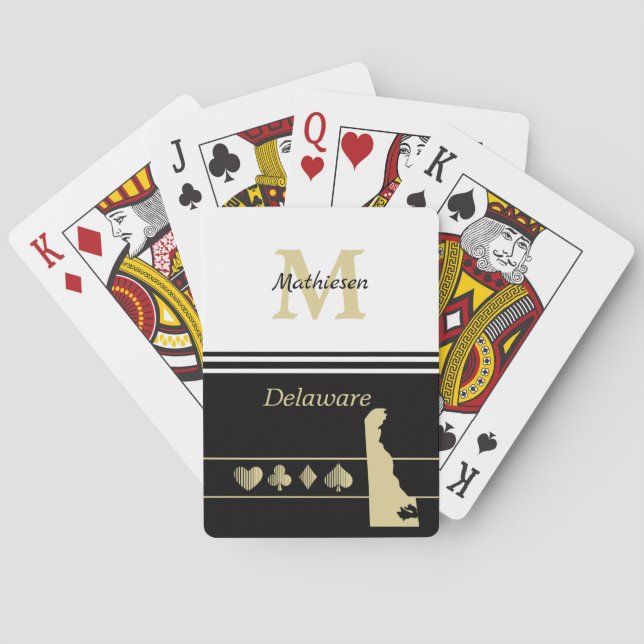 Jeu De Cartes Silhouette Or Monogramme Delaware (dos)