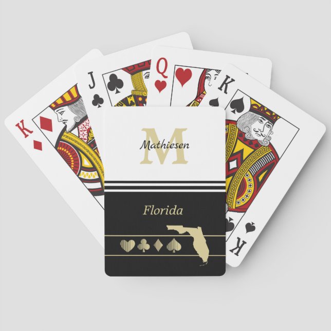 Jeu De Cartes Silhouette Or Monogramme Floride (dos)