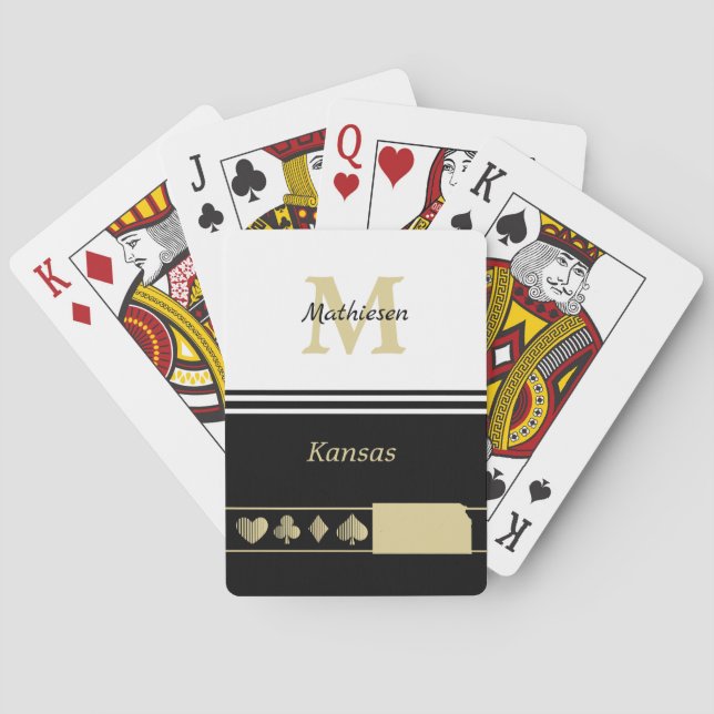 Jeu De Cartes Silhouette Or Monogramme Kansas (dos)