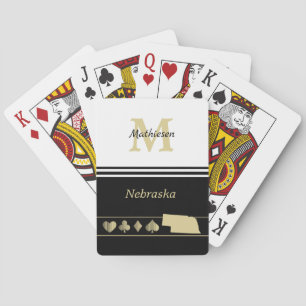 Jeu De Cartes Silhouette Or Monogramme Nebraska