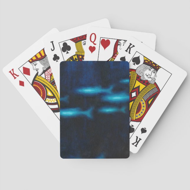 Jeu De Cartes Silhouettes de poisson bleu translucide (dos)