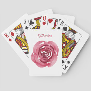 Jeu De Cartes Simple Elegance Aquarelle Rose Chic Personnalisé