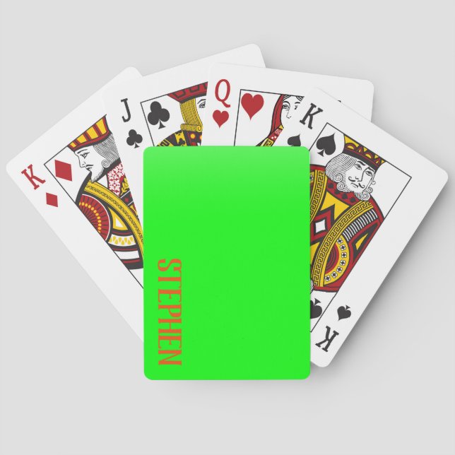 Jeu De Cartes Simple et moderne Lime Green & Orange - Personnali (dos)