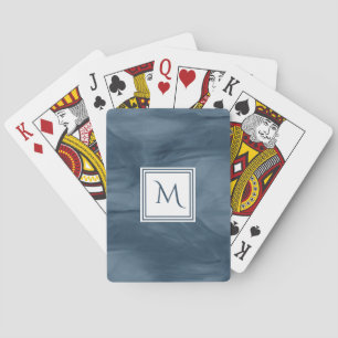 Jeu De Cartes Simple Marine Bleu Marbre subtil Monogramme modern