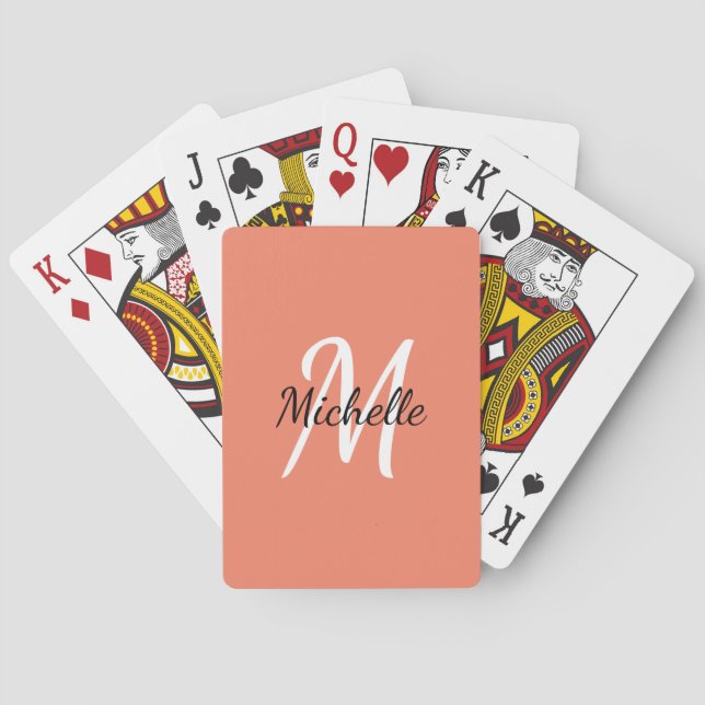 Jeu De Cartes Simple Monogramme Pastel Orange (dos)