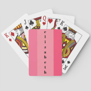 Jeu De Cartes Simples bandes roses Noir Nom Texte