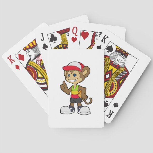 Jeu De Cartes Singe comme joueur de basket-ball avec basket-ball (dos)
