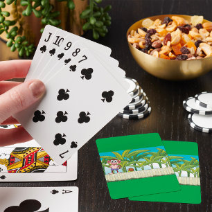 Jeu De Cartes Singe et escargot sur la scène de la jungle tropic