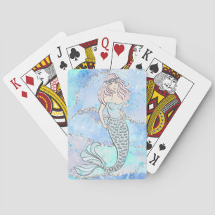 Jeu De Cartes Sirène Belle Océan Bleu Parties scintillant Turquo