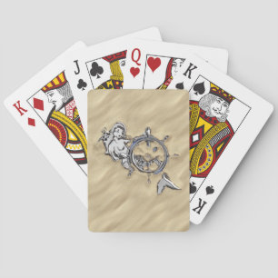 Jeu De Cartes Sirène d'argent sur la scène du sable