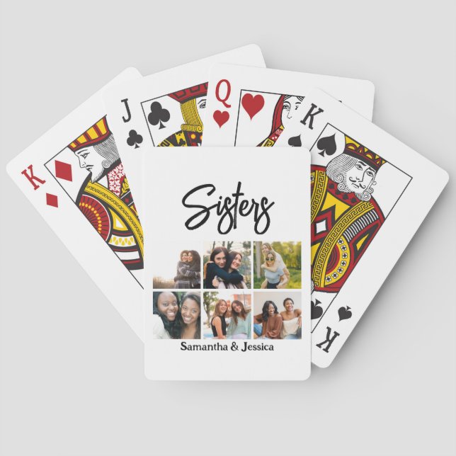 Jeu De Cartes Sisters personnalisés Script 6 Collage photo (dos)