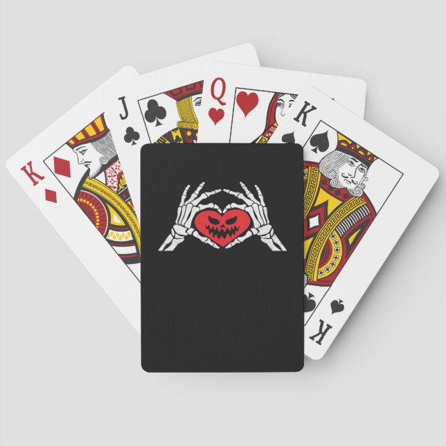 Jeu De Cartes Skeleton Met Un Coeur Halloween Éffrayant (dos)