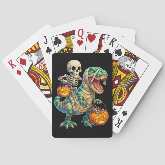 Jeu De Cartes Skeleton Whimsical équitation maman T-Rex Hallowee (dos)