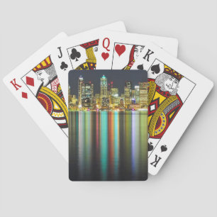 Jeu De Cartes Ski de Seattle la nuit avec réflexion