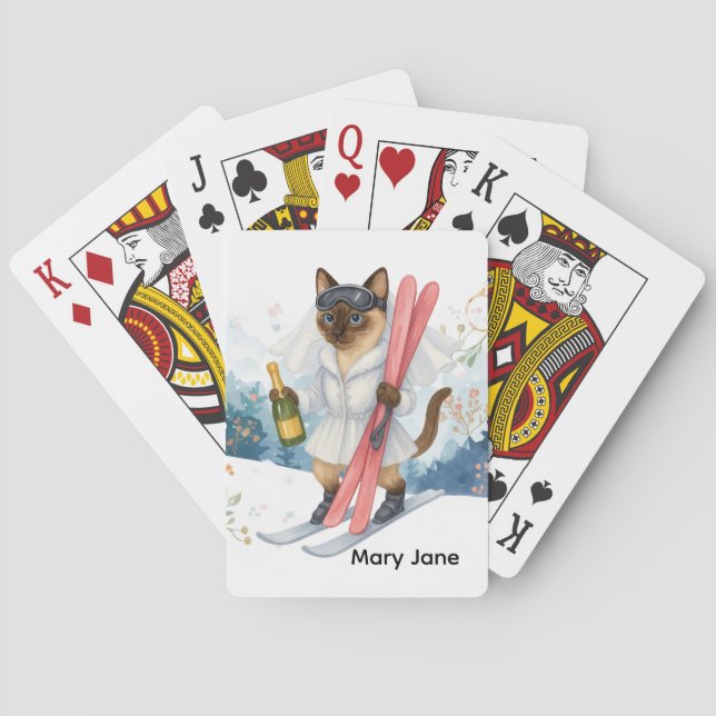 Jeu De Cartes Ski pour les amateurs de chat siamois en enterreme (dos)