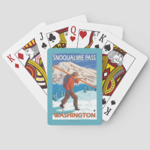 Jeu De Cartes Skier transportant ski de neige - Snoqualmie Pass,