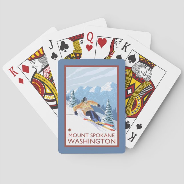 Jeu De Cartes Skieur de neige de Downhhill - bâti Spokane, (dos)