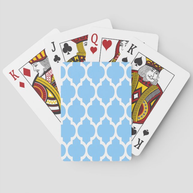 Jeu De Cartes Sky Blue White Marocain Quatrefoil Motif #4 (dos)