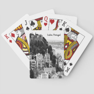 Jeu De Cartes Skyline noir et blanc Lisbonne Portugal