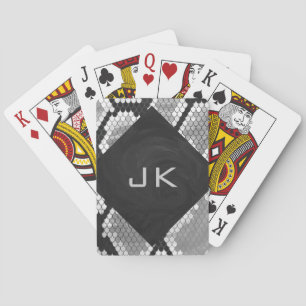 Jeu De Cartes Snakeskin Gris, blanc et noir Monogramme