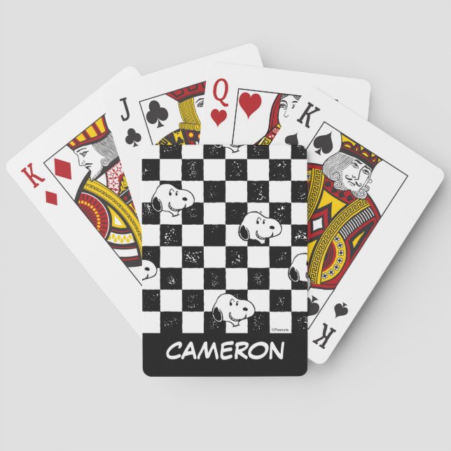 Jeu De Cartes Snoopy À damiers Drapeau Jouer aux cartes (dos)