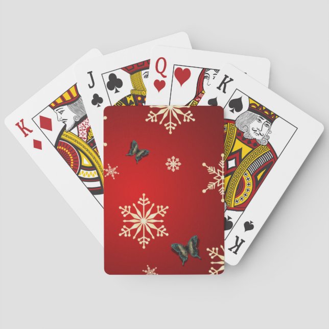Jeu De Cartes Snowflakes et papillons (dos)