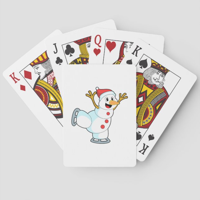 Jeu De Cartes Snowman au patinage sur glace avec patins sur glac (dos)