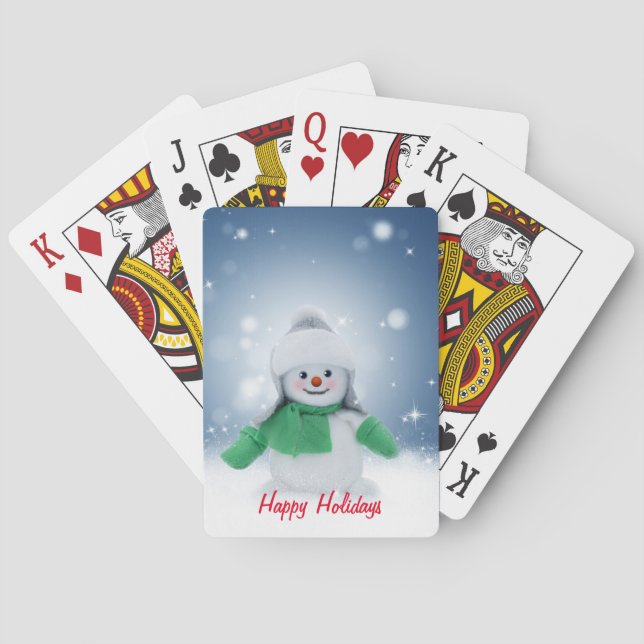 Jeu De Cartes Snowman avec une écharpe verte (dos)