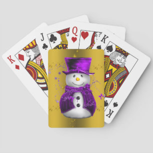 Jeu De Cartes Snowman violet à Noël d'or
