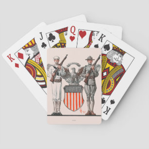 Jeu De Cartes Soldat, marin et bouclier américain