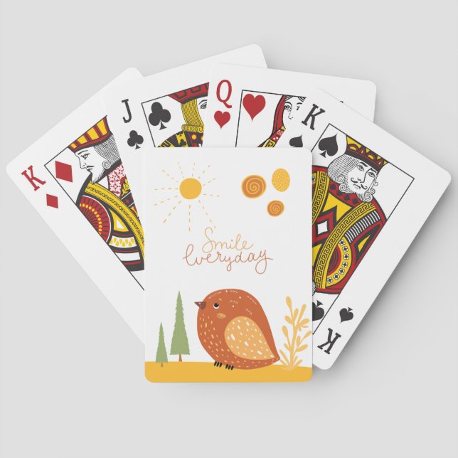 Jeu De Cartes Souriez tous les jours Boho Bird Soleil mou (dos)