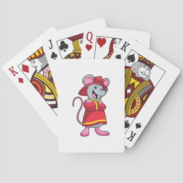 Jeu De Cartes Souris comme pompier avec casque (dos)
