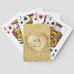 Jeu De Cartes Sparkle Gold Heart 50e anniversaire de Mariage