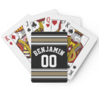 Sports Jersey Black and Gold Strips Nom Numéro