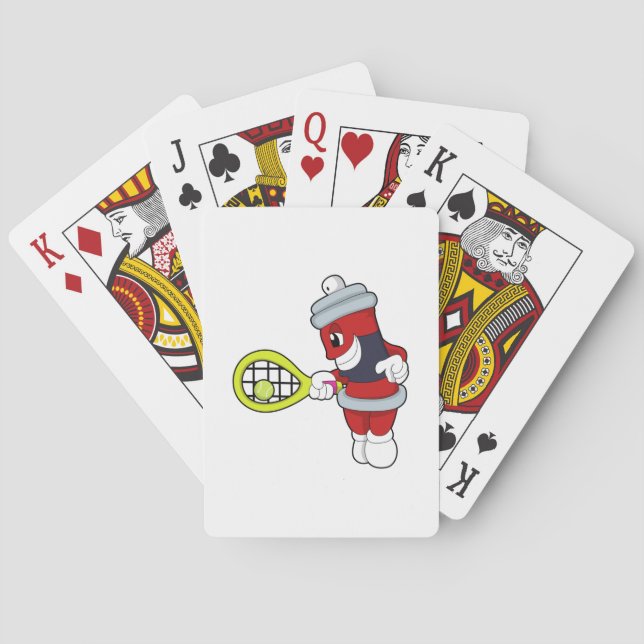 Jeu De Cartes Spray au tennis avec raquette de tennis (dos)