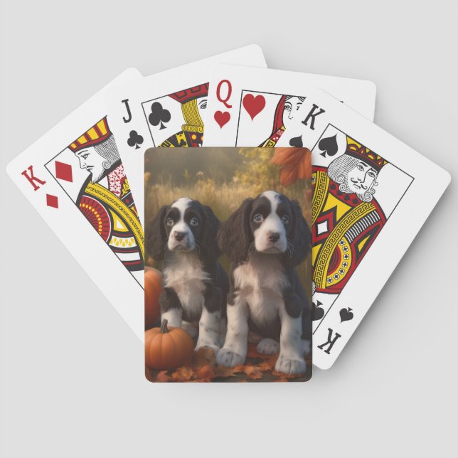 Jeu De Cartes Springer Spaniel Chiot Automne Citrouille de plais (dos)