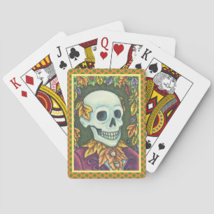JEU DE CARTES SQUELETTE, CRÂNE DE GENTLEMAN GOTH, SOCIÉTÉ DE FEU