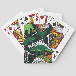 Jeu De Cartes Squelette de dinosaure, motif sans soudure grunge.