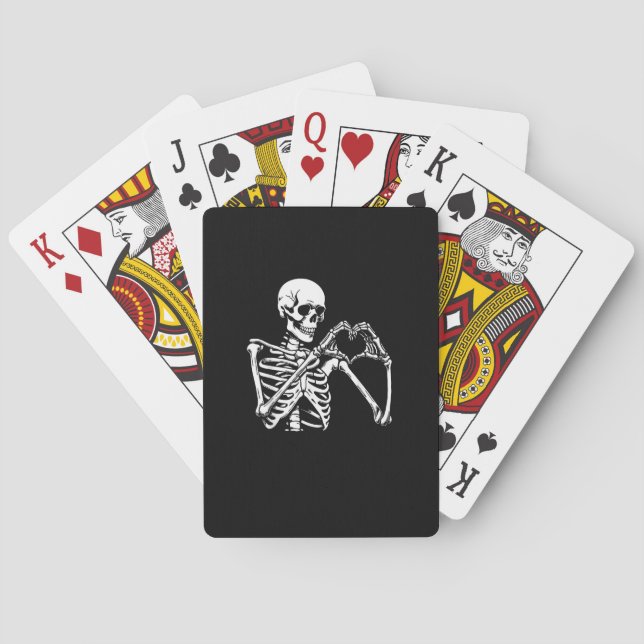 Jeu De Cartes Squelette Mains Coeur Signer Halloween Costume Ret (dos)