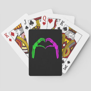 Jeu De Cartes Squelette Mains Coeur Signer Retro Costume Hallowe